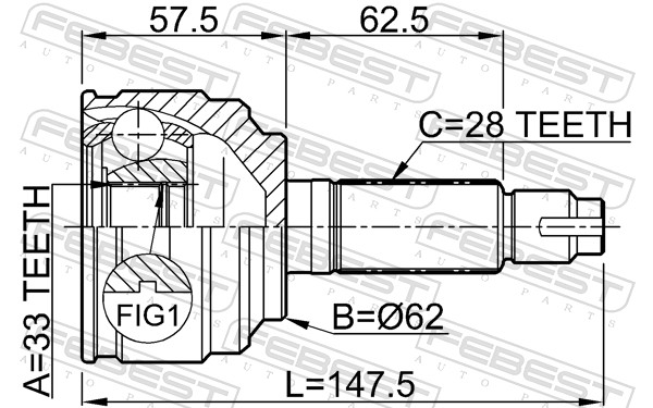 FEBEST Ledsæt, drivaksel 0510052 foraksel for MAZDA
