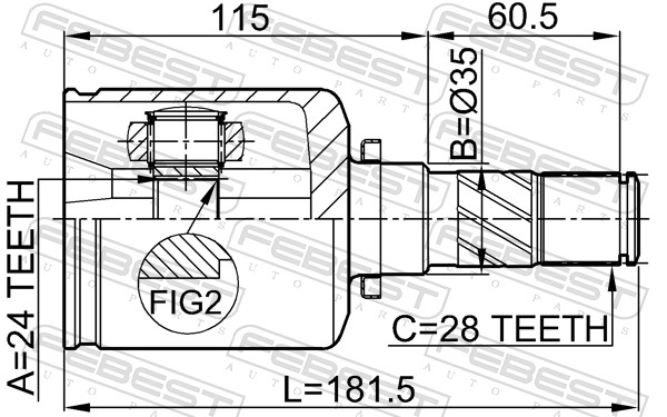 FEBEST Ledsæt, drivaksel 0511mz5atlh venstre foraksel for MAZDA