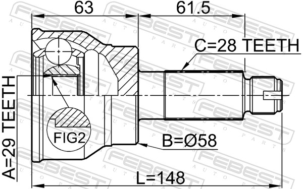 FEBEST Ledsæt, drivaksel 0710037 foraksel for ALFAROME/FIAT/LANCI SUZUKI