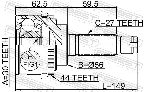 FEBEST Ledsæt, drivaksel 0810026a44 foraksel for SUBARU