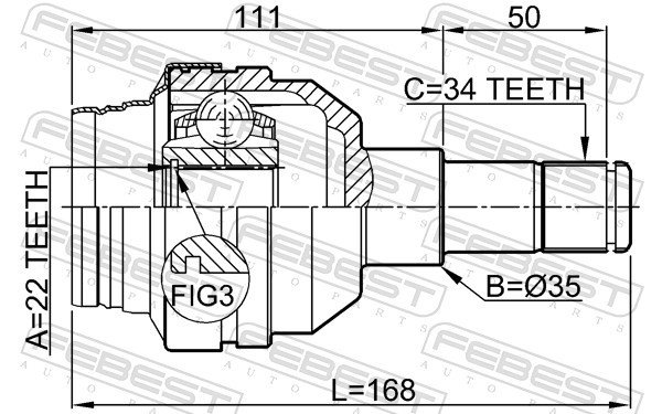 FEBEST Ledsæt, drivaksel 1011c100r foraksel for OPEL GENERAL MOTORS