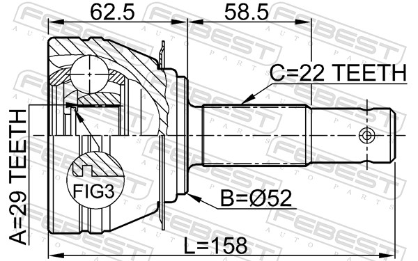 FEBEST Ledsæt, drivaksel 1110006 foraksel for GENERAL MOTORS