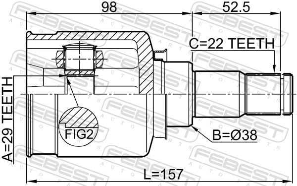 FEBEST Ledsæt, drivaksel 1111t250 foraksel for GENERAL MOTORS