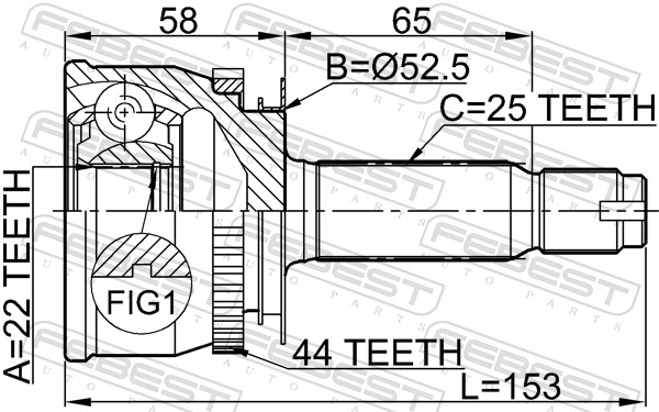 FEBEST Ledsæt, drivaksel 1210012a44 foraksel for HYUNDAI