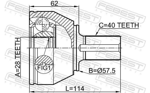 FEBEST Ledsæt, drivaksel 2110ca220 foraksel for FORD VOLVO
