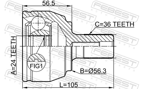 FEBEST Ledsæt, drivaksel 2110focii20 foraksel for FORD VOLVO