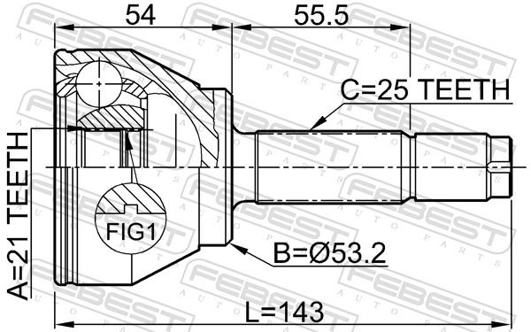 FEBEST Ledsæt, drivaksel 2110fus foraksel for FORD MAZDA