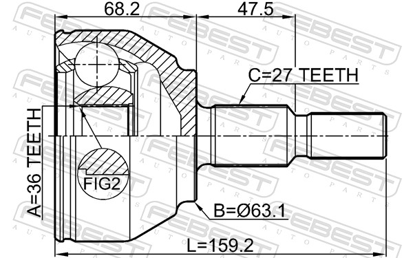 FEBEST Ledsæt, drivaksel 2110kugtd foraksel for FORD