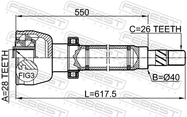 FEBEST Ledsæt, drivaksel 2111ca1rh højre foraksel for FORD