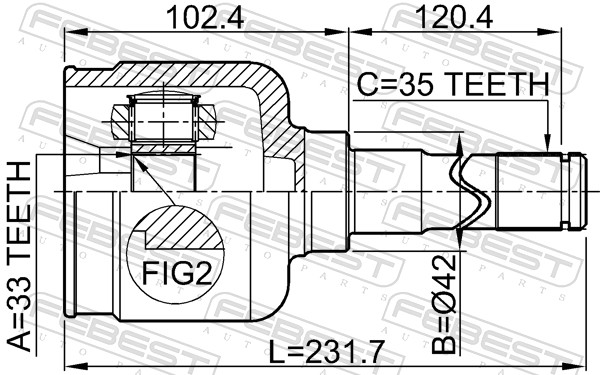 FEBEST Ledsæt, drivaksel 2111gelh venstre foraksel for FORD