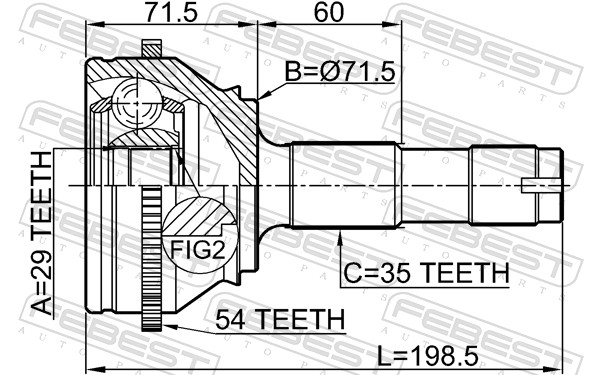 FEBEST Ledsæt, drivaksel 2810drusa54 foraksel for ALFAROME/FIAT/LANCI
