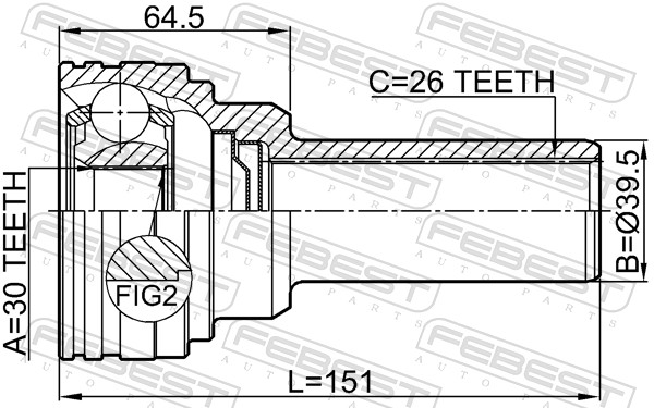 FEBEST Led, kardanaksel 0411v97wsha for MITSUBISHI