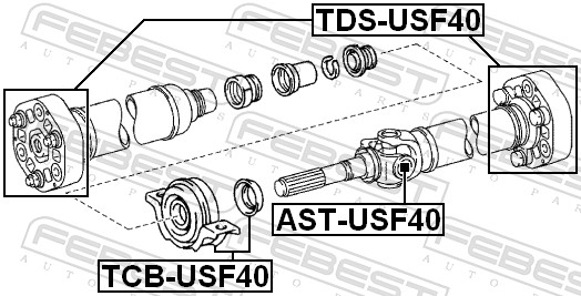 FEBEST Led, kardanaksel AST-USF40 for TOYOTA
