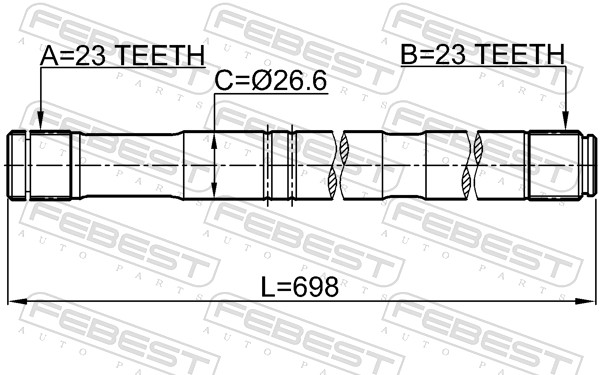 FEBEST Drivaksel 0112zzt251rh højre foraksel for TOYOTA