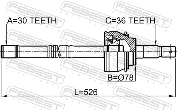 FEBEST Drivaksel 0114200 foraksel for TOYOTA