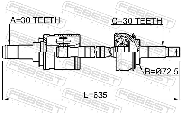 FEBEST Drivaksel 0114kun26 foraksel for TOYOTA