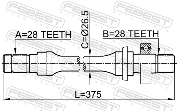 FEBEST Drivaksel 0512626ge højre foraksel for MAZDA