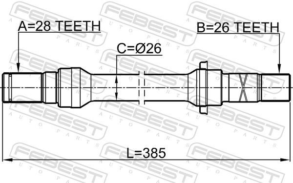 FEBEST Drivaksel 0512-626GFRH højre foraksel for MAZDA