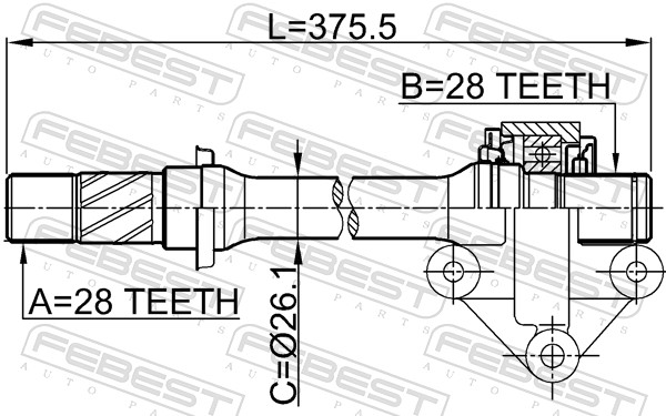 FEBEST Drivaksel 0512cp højre foraksel for MAZDA