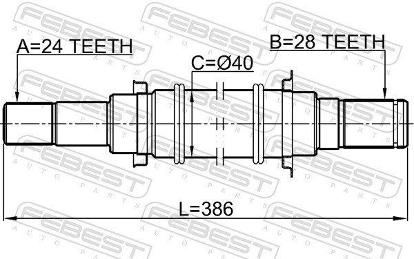 FEBEST Drivaksel 0512bl16mt højre foraksel for MAZDA