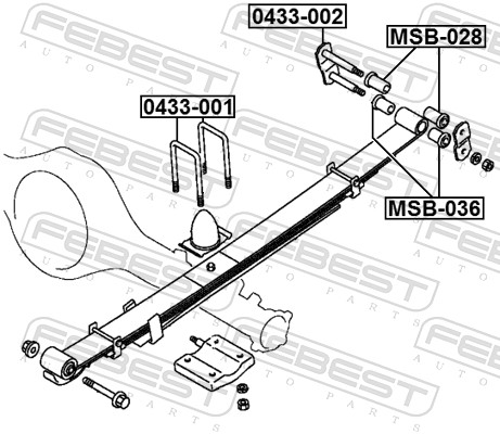 FEBEST Monteringssæt, bladfjeder 0433002 for MITSUBISHI