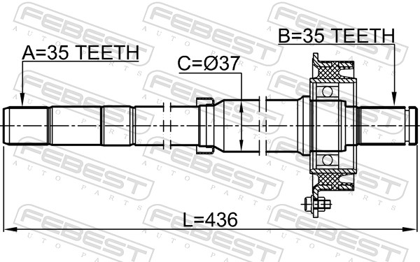 FEBEST Drivaksel 2112-ESC højre foraksel for FORD MAZDA