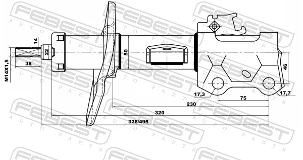 FEBEST Støddæmper 01660299fr højre foraksel for TOYOTA