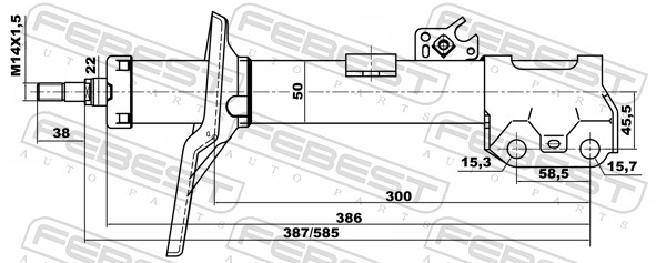 FEBEST Støddæmper 01664958fl venstre foraksel for TOYOTA CHERY LIFAN