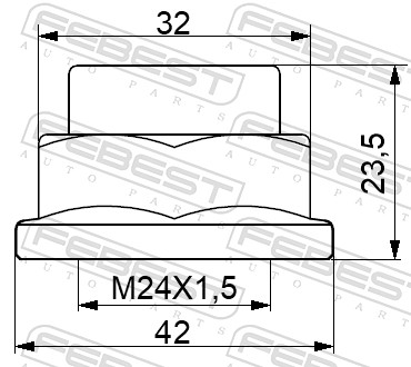 FEBEST Møtrik, drivaksel 0298-NHUB01 Foraksel begge sider for NISSAN