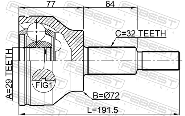 FEBEST Ledsæt, drivaksel 2010wd14f foraksel for CHRYSLER ALFAROME/FIAT/LANCI
