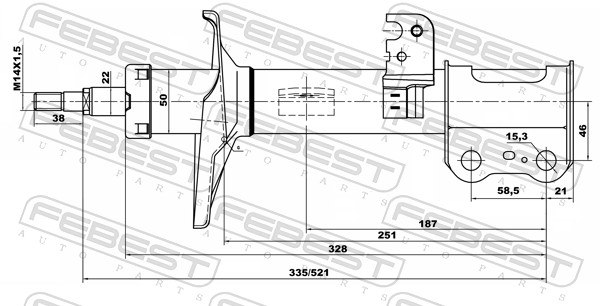 FEBEST Støddæmper 01665182fr højre foraksel for TOYOTA LIFAN BYD