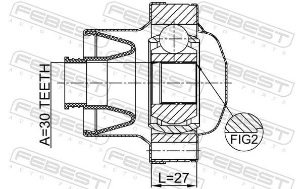FEBEST Led, kardanaksel 0711jb424fsha bagerste på fordelergear for SUZUKI
