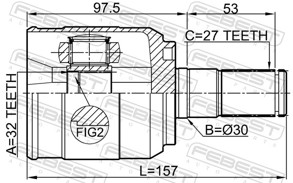 FEBEST Ledsæt, drivaksel 1211-D7AT2WD foraksel for HYUNDAI
