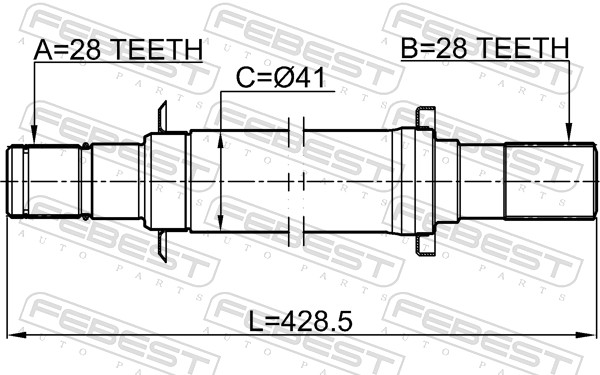 FEBEST Drivaksel 2212slat højre foraksel for HYUNDAI