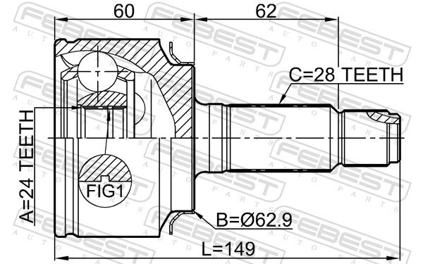 FEBEST Ledsæt, drivaksel 0310-LX15 foraksel for HONDA
