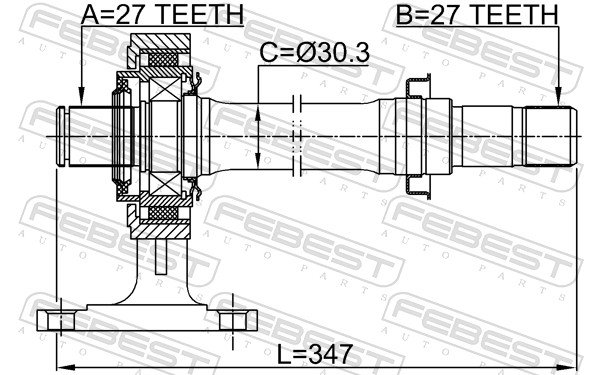 FEBEST Drivaksel 0312lx15rh højre foraksel for HONDA