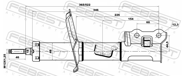 FEBEST Støddæmper 12110-002FR højre foraksel for HYUNDAI