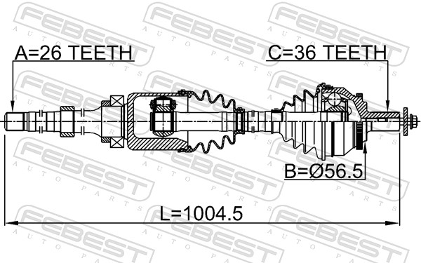 FEBEST Drivaksel 2714szrh højre foraksel for VOLVO