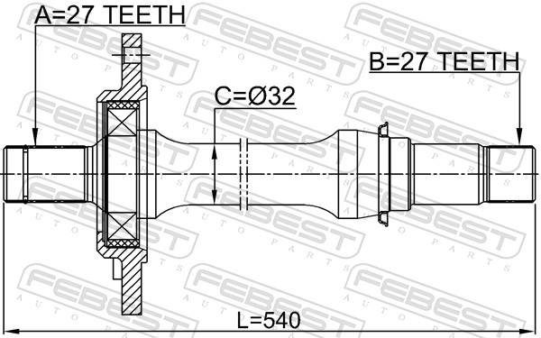 FEBEST Drivaksel 1612-246RH højre foraksel for MERCEDES-BENZ NISSAN