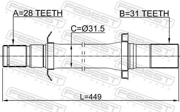 FEBEST Drivaksel 2212mq4rh højre foraksel for HYUNDAI