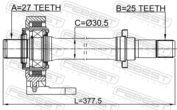FEBEST Drivaksel 0312civ5drh højre foraksel for HONDA