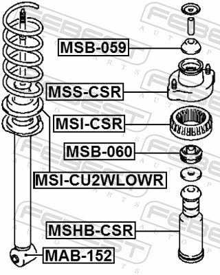 FEBEST Distancerør, Støddæmper msb059 for MITSUBISHI CITROËN/PEUGEOT