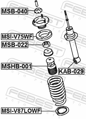 FEBEST Distancerør, Støddæmper MSB-022 nede for MITSUBISHI