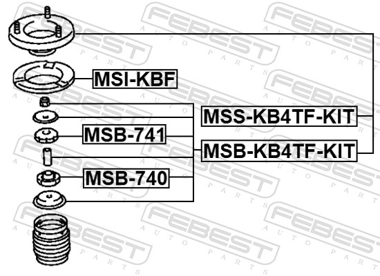 FEBEST Montagesæt, støddæmper msbkb4tfkit for MITSUBISHI