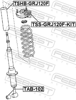 FEBEST Distancerør, Støddæmper TAB-102 for TOYOTA