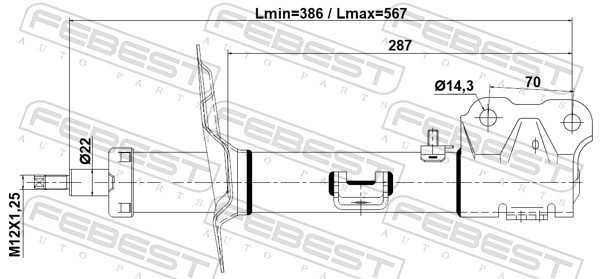 FEBEST Støddæmper 04110-005FR højre foraksel for MITSUBISHI