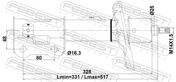 FEBEST Støddæmper 12110-023FR højre foraksel for HYUNDAI