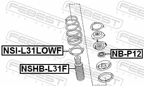 FEBEST Beskyttelseskappe/bælg, støddæmper NSHB-L31F foraksel for NISSAN