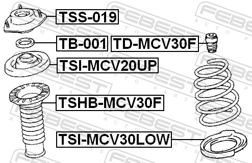 FEBEST Fjederbensstøtteleje tss019 foraksel for TOYOTA