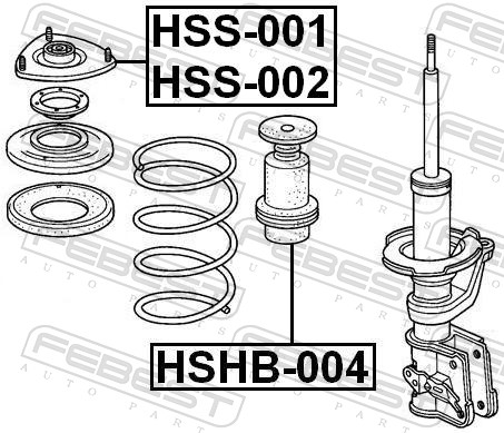 FEBEST Fjederbensstøtteleje hss001 højre foraksel for HONDA